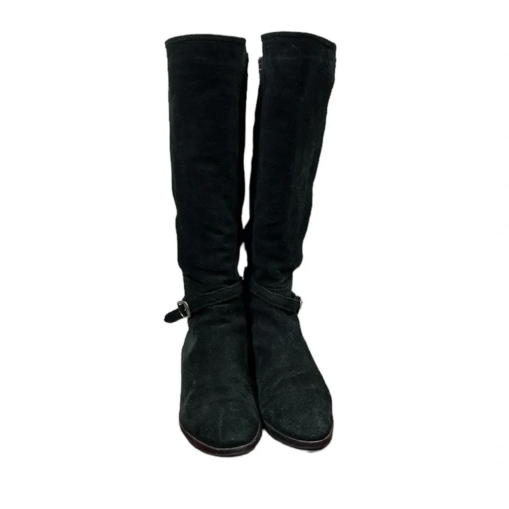 Fabianelli Made in Italy Black Suede Leather Riding Boots Size 38